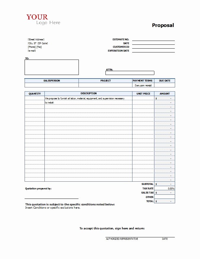 Construction Bid form Template Lovely Construction Proposal Template
