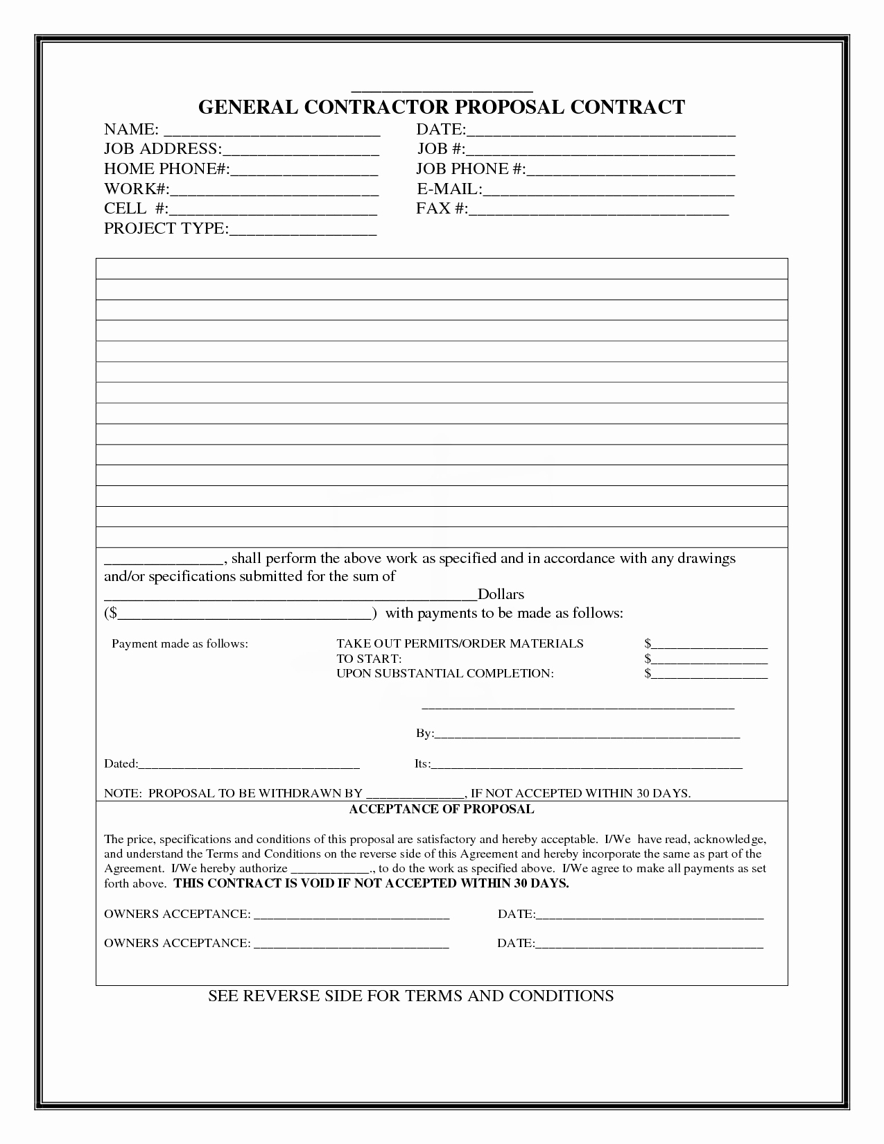 Construction Bid form Template New Construction Proposal Template