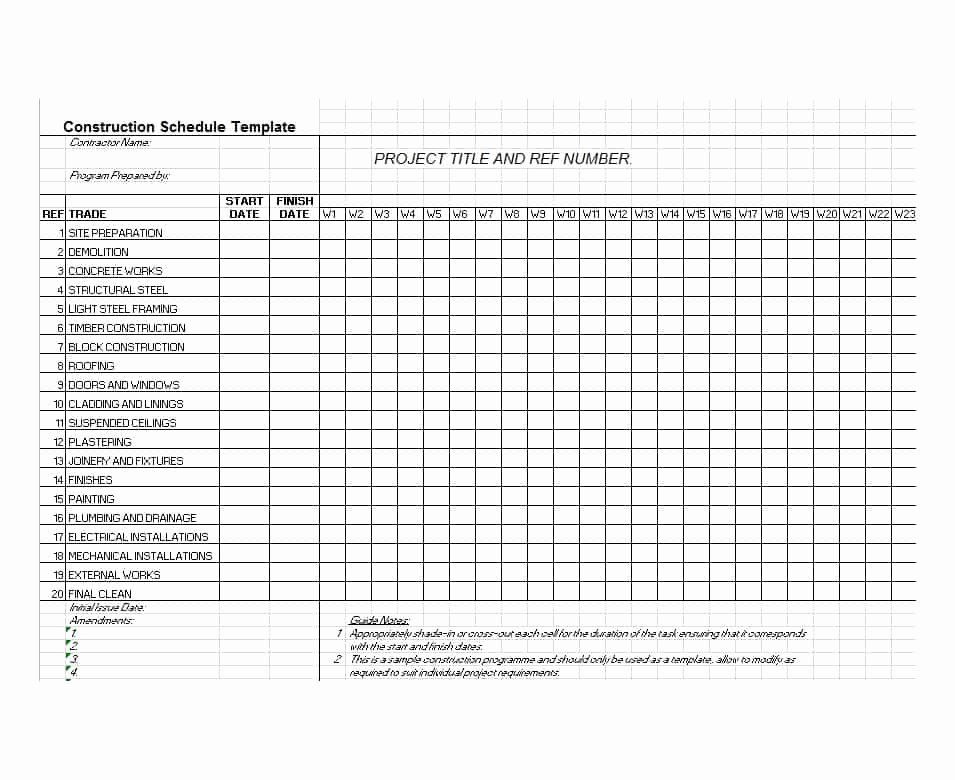 Construction Finish Schedule Template Beautiful 21 Construction Schedule Templates In Word &amp; Excel