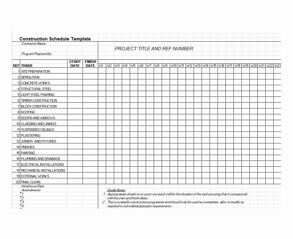 Construction Finish Schedule Template Beautiful 21 Construction Schedule Templates In Word &amp; Excel