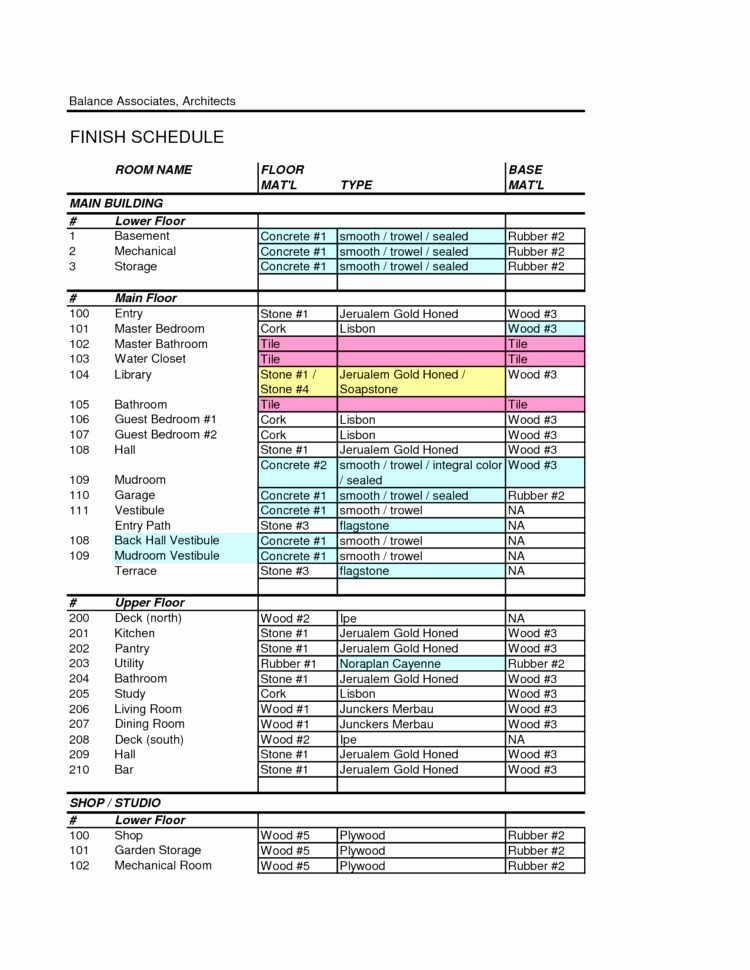 Construction Finish Schedule Template Beautiful Interior Design Project Spreadsheet Spreadsheet Downloa