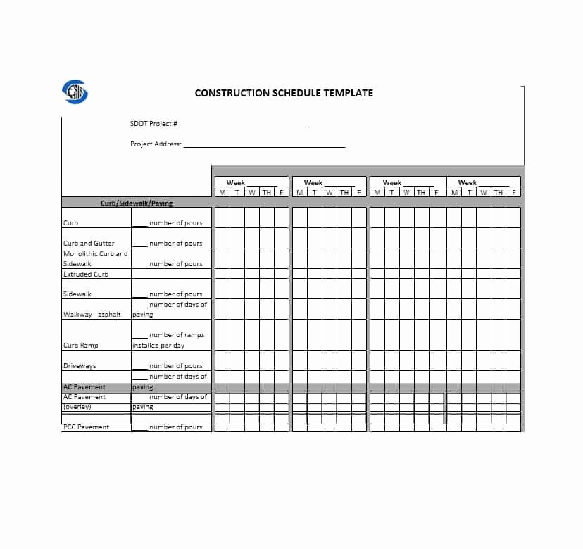 construction schedule