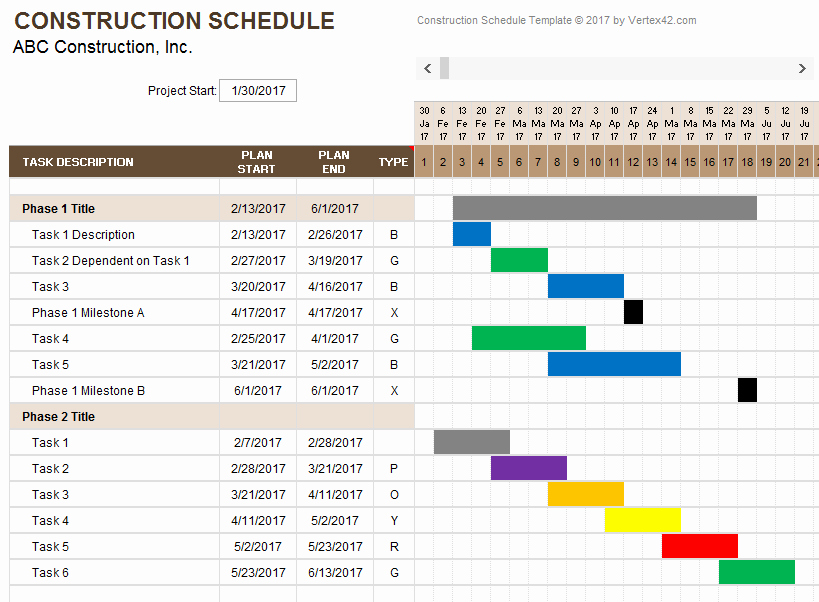 Construction Project Schedule Template Excel Beautiful Construction Schedule Template