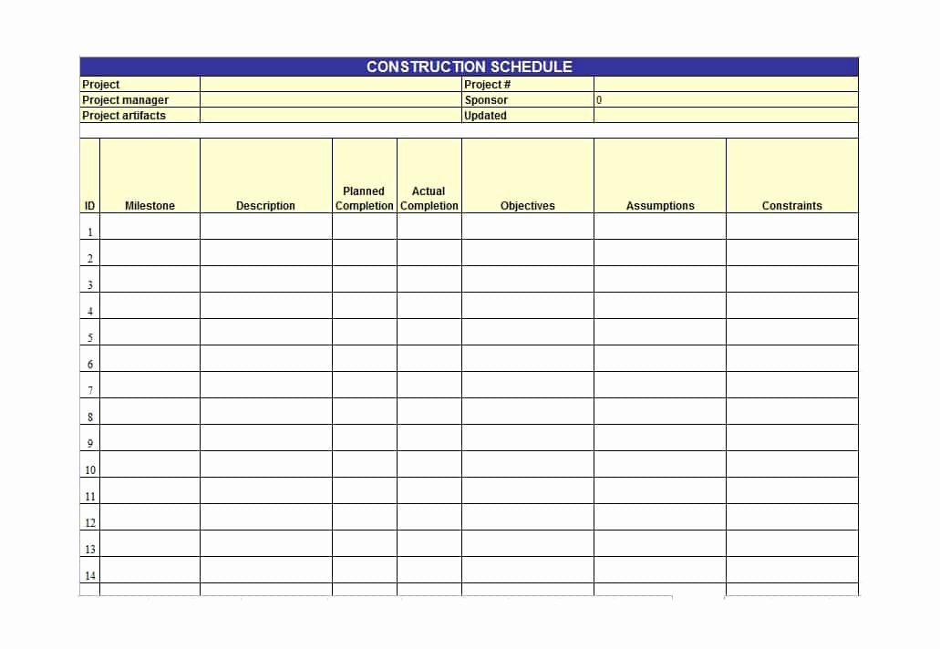 Construction Project Schedule Template Excel Luxury 21 Construction Schedule Templates In Word &amp; Excel