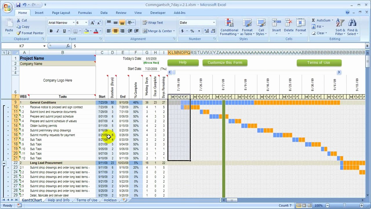 Construction Project Schedule Template Fresh 7 Day Construction Schedule Overview Done with Excel