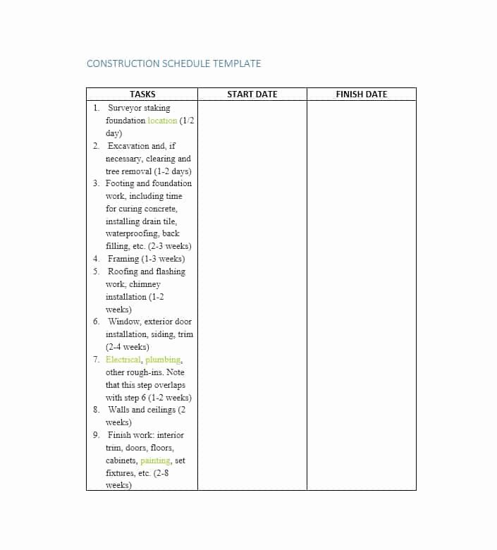 Construction Project Schedule Template Inspirational 21 Construction Schedule Templates In Word &amp; Excel