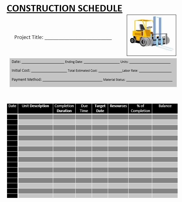 Construction Schedule Excel Template Free Best Of 5 Free Construction Schedule Templates In Ms Word and Ms Excel