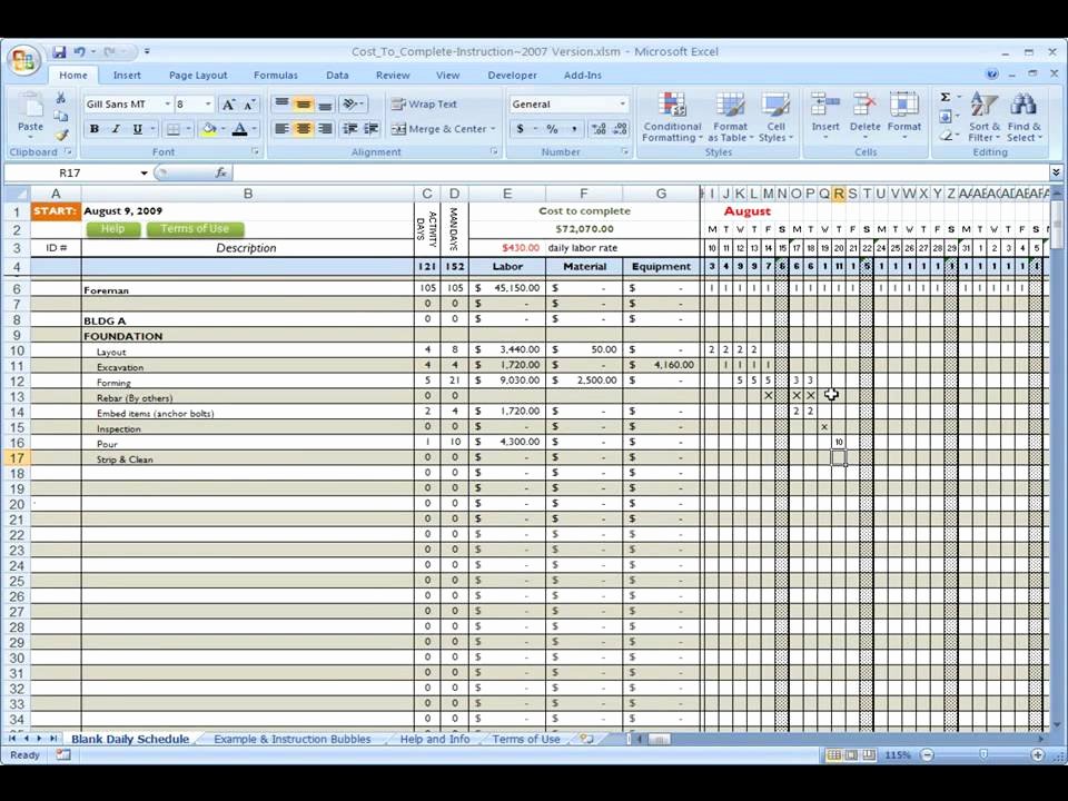 Construction Schedule Excel Template Free Unique Construction Cost to Plete Using Excel