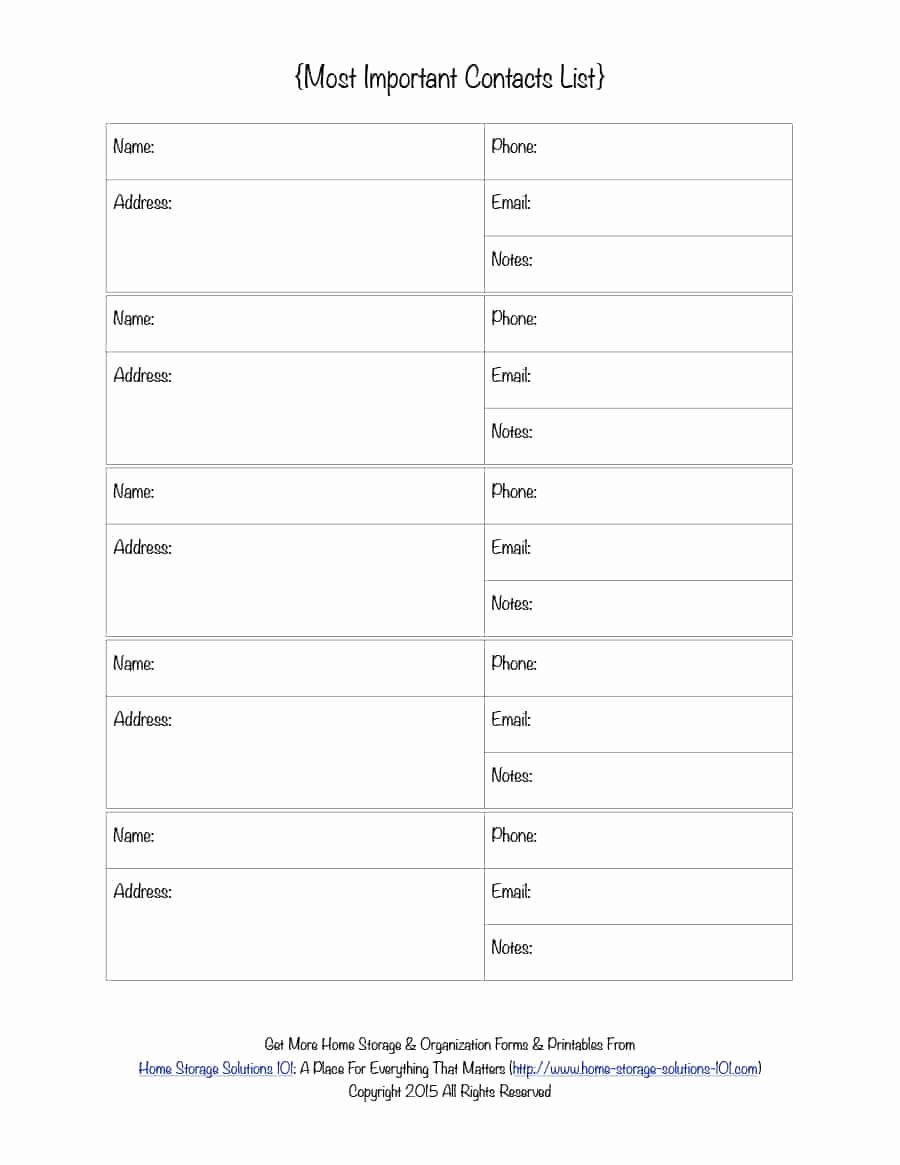 Contact form Template Word Beautiful 40 Phone &amp; Email Contact List Templates [word Excel]