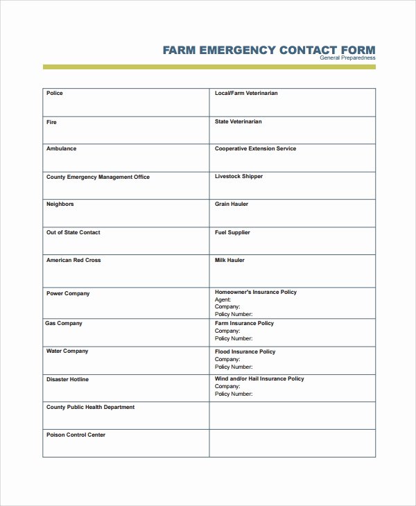 Contact form Template Word Lovely 8 Emergency Contact form Samples Examples Templates