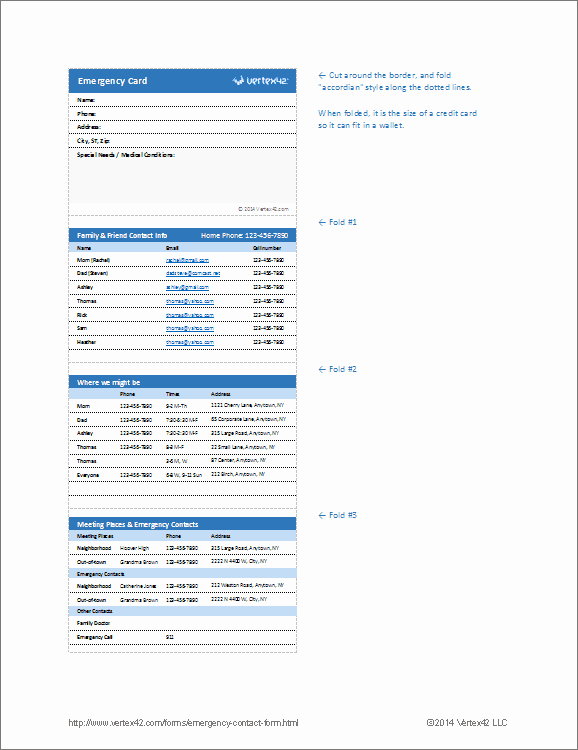 Contact form Template Word Luxury Emergency Contact form and Emergency Card Template