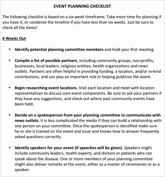 Corporate event Planning Checklist Template Elegant Free 16 Sample event Planning Checklist Templates In