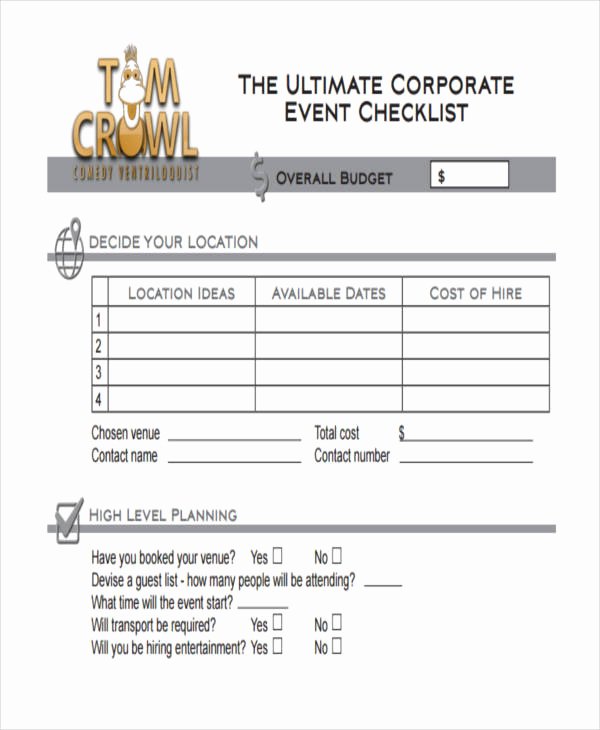 Corporate event Planning Checklist Template Inspirational 36 Printable Checklist Templates