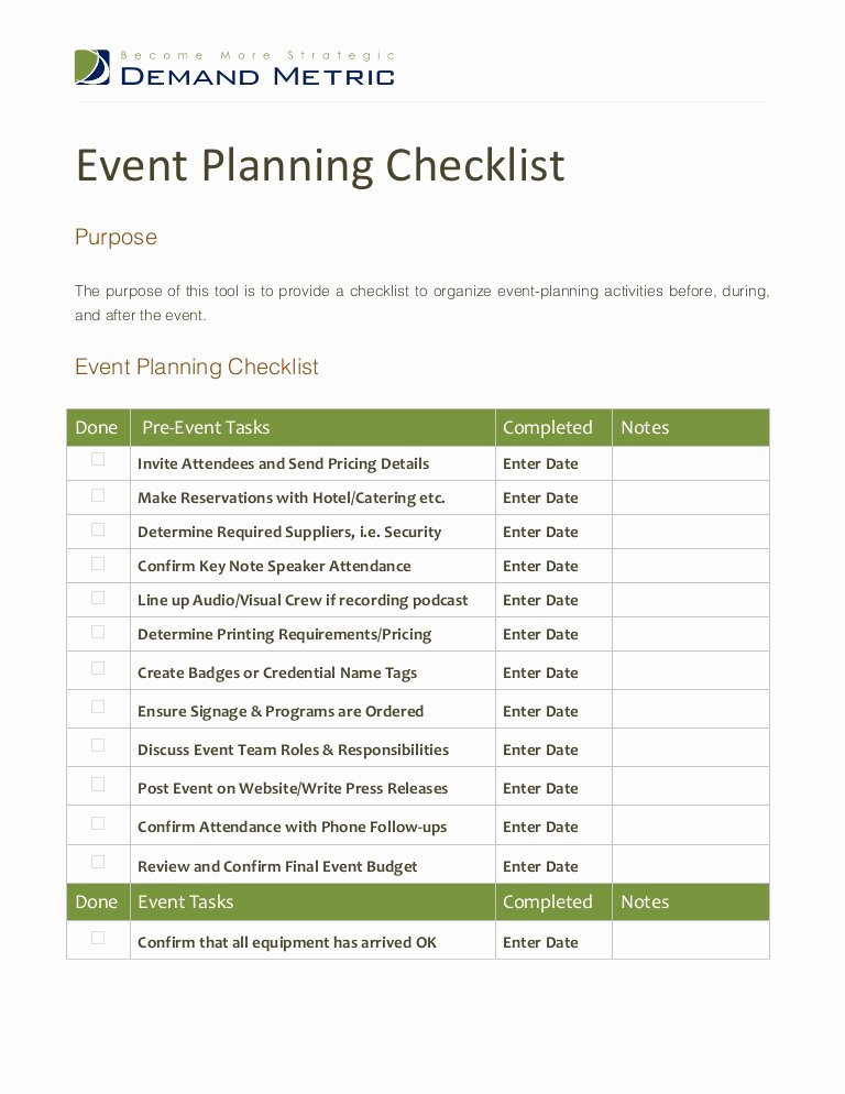 Corporate event Planning Checklist Template Unique event Planning Checklist