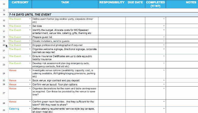 Corporate event Planning Template Luxury the event Planning Template