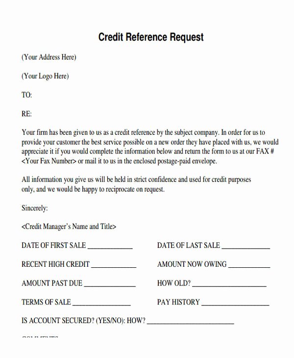 Credit Reference form Template Awesome 47 Examples Of Reference Letters Word Google Docs