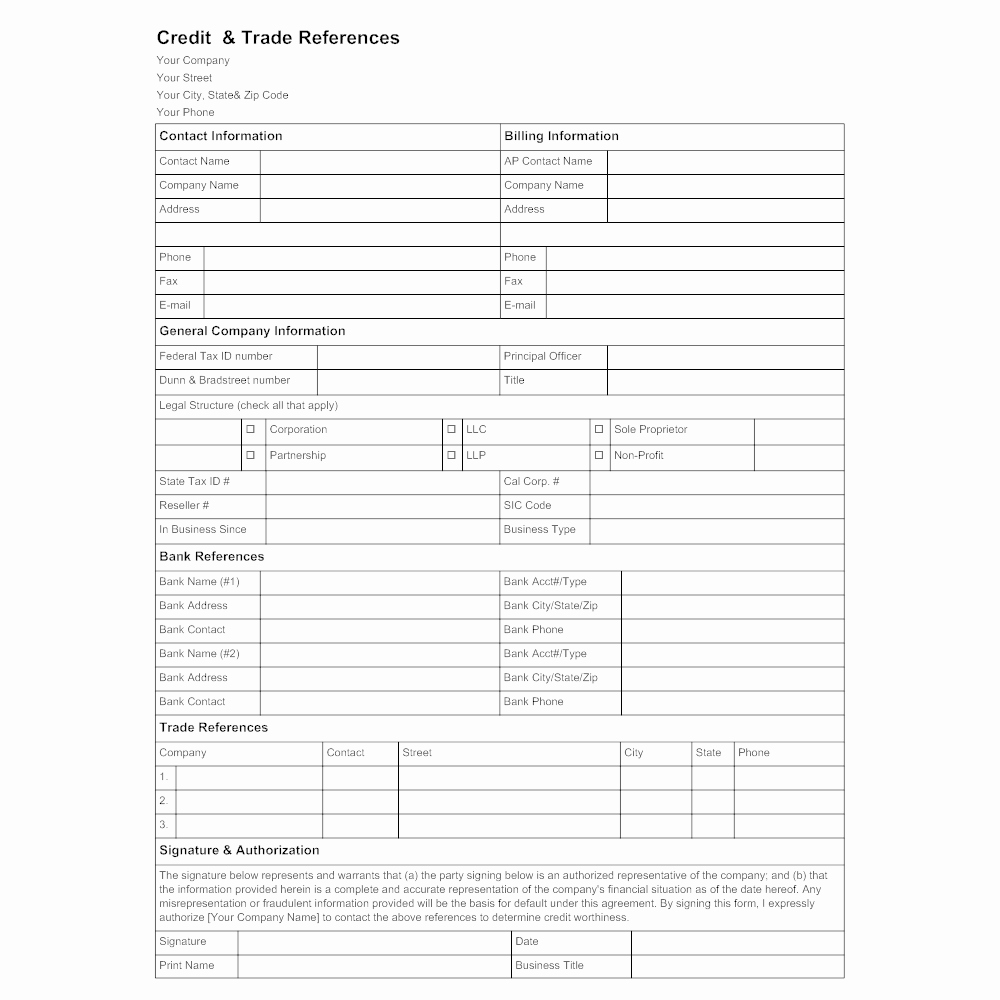 credit reference form