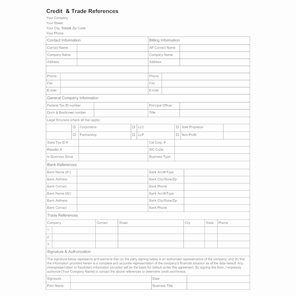 Credit Reference form Template Best Of Credit &amp; Trade References form