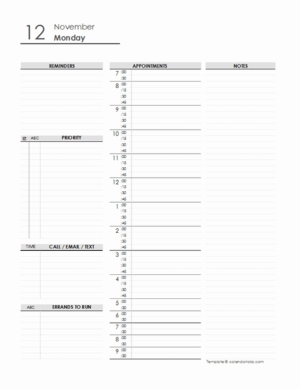Custom Day Planner Template Elegant Daily Schedule Planner Template Free Printable Templates