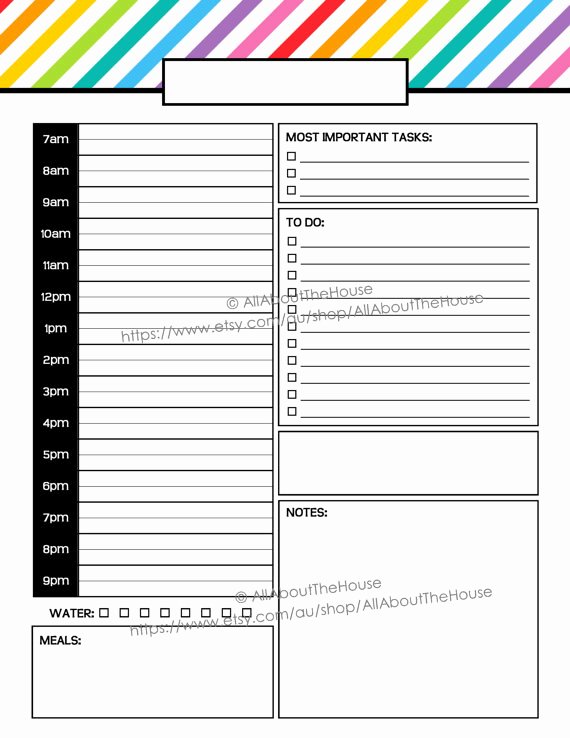Custom Day Planner Template Fresh Daily Planner Day Planner Printable Day to A Page Half Size