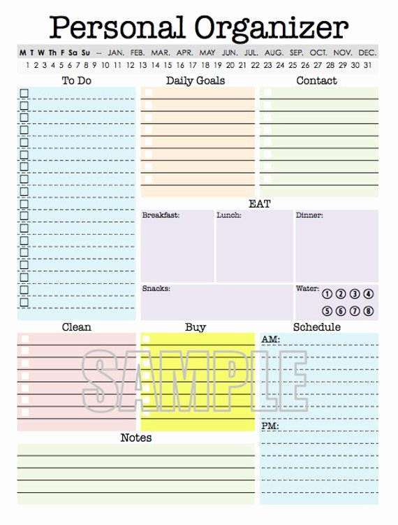 Custom Day Planner Template New Personal organizer Editable Daily Planner Weekly Planner