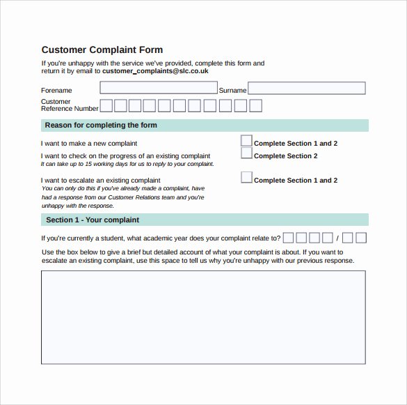 Customer Complaint form Template Awesome Sample Customer Plaint form Examples 7 Free