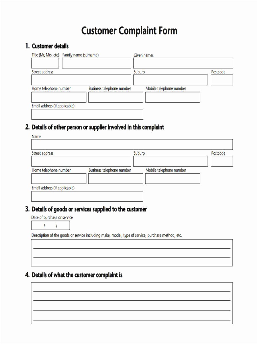 Customer Complaint form Template Best Of Customer Plaint form Free