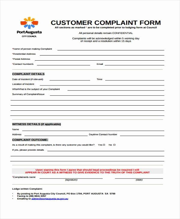 Customer Complaint form Template Best Of Customer Plaints form Template