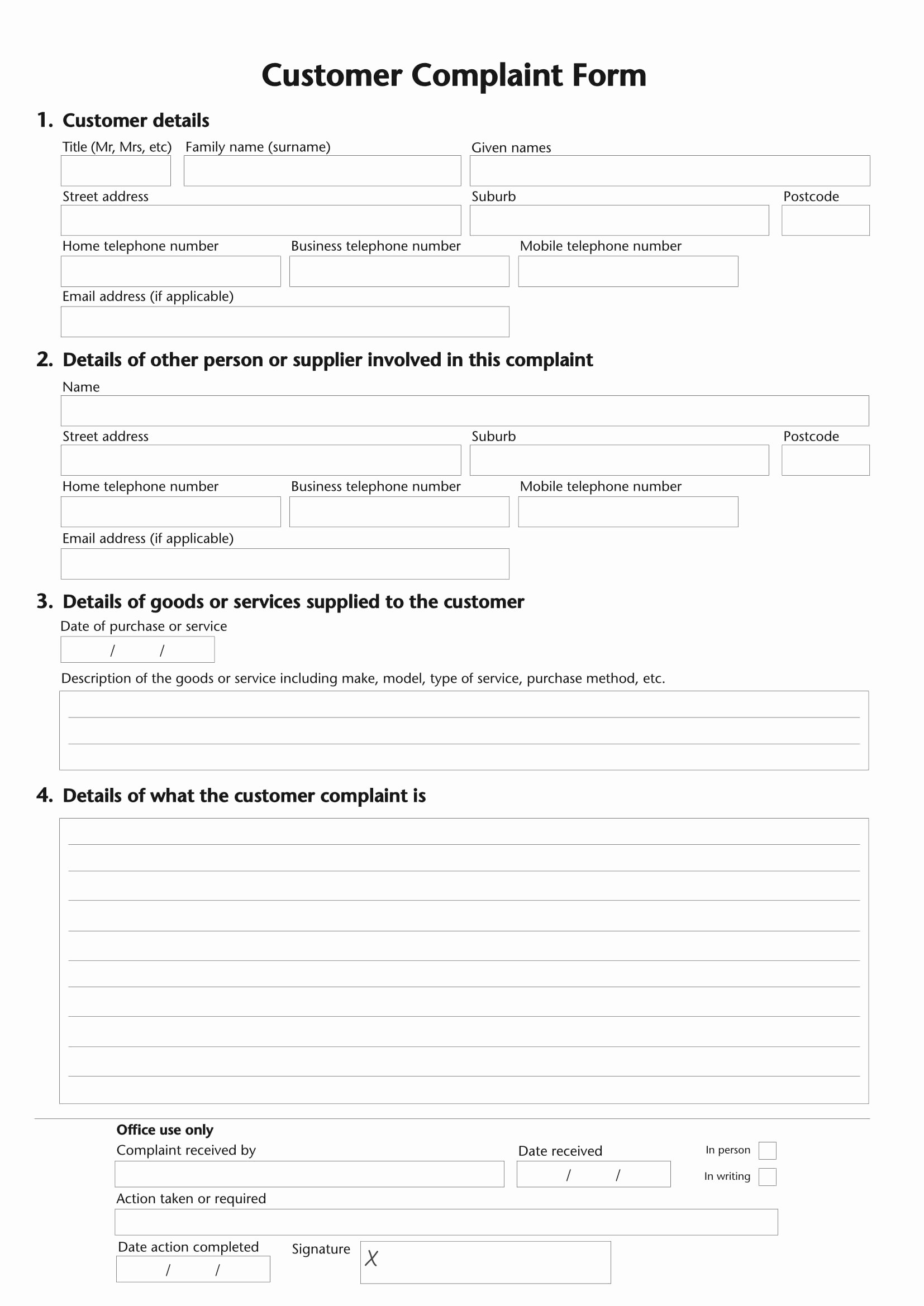 Customer Complaint form Template Best Of Free 4 Customer Plaint forms In Pdf