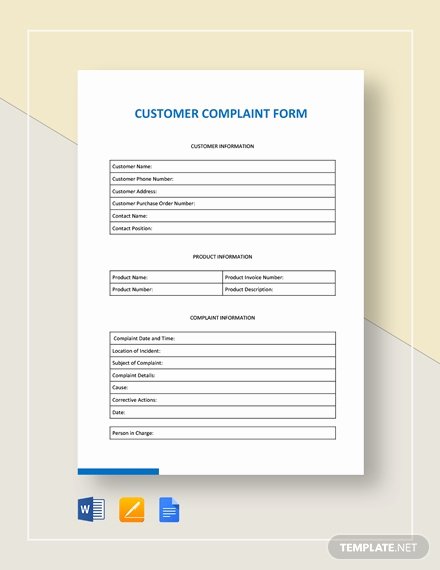 Customer Complaint form Template Lovely 69 Free form Templates Pdf Word Excel