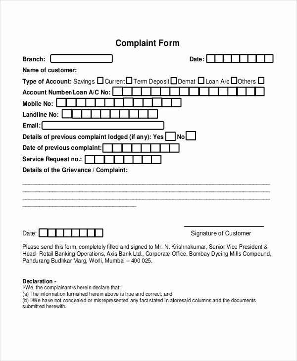 Customer Complaint form Template Lovely Free 8 Sample Customer Plaint forms In Pdf