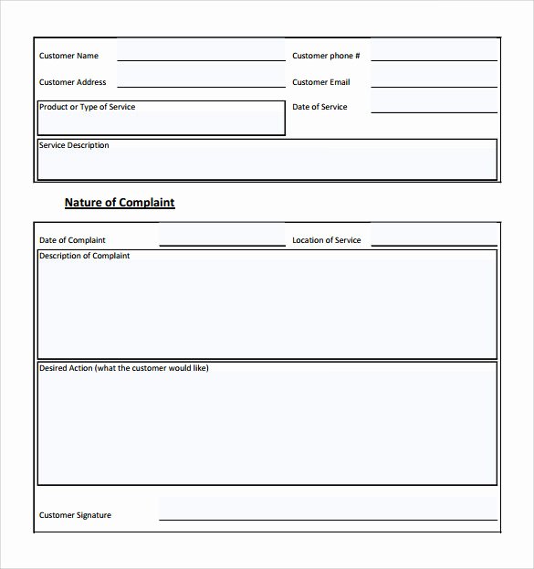 Customer Complaint form Template Lovely Sample Customer Plaint form Examples 7 Free