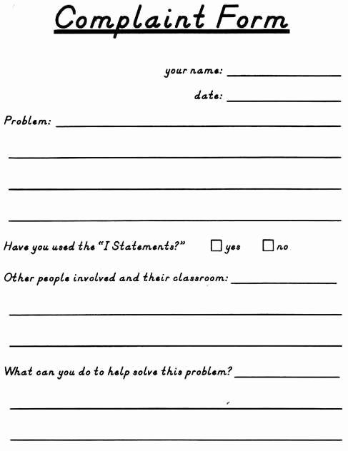 Customer Complaint form Template Lovely Student Plaint form – Multiage Education