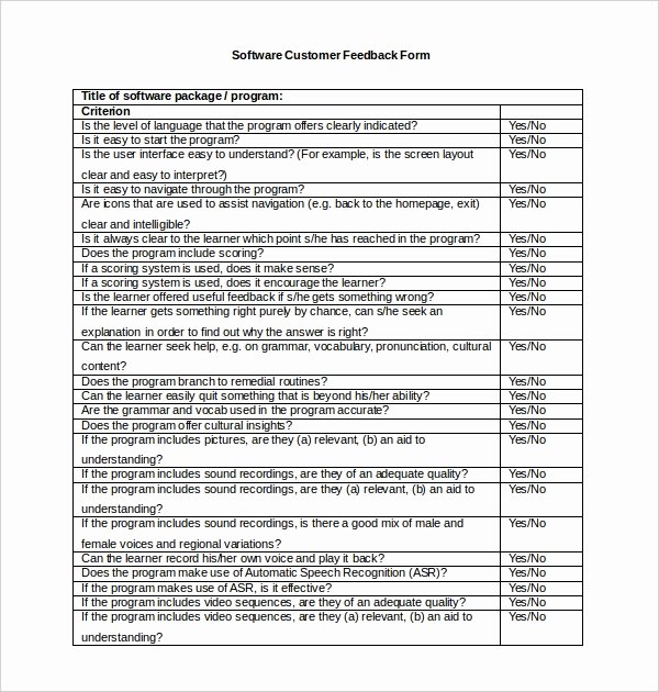 Customer Feedback form Template Beautiful Free 22 Sample Customer Feedback forms