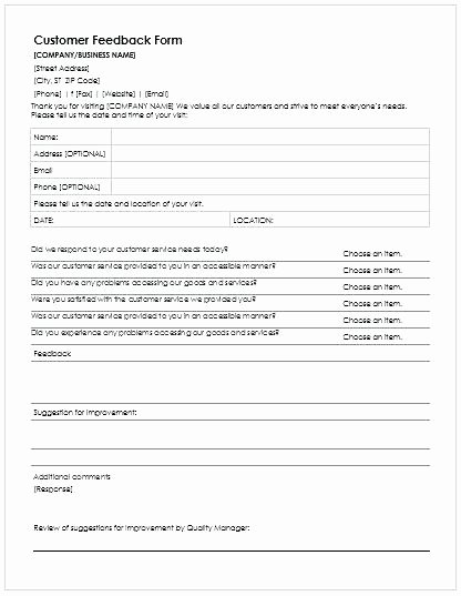 Customer Feedback form Template Elegant E E Meeting Template 2018