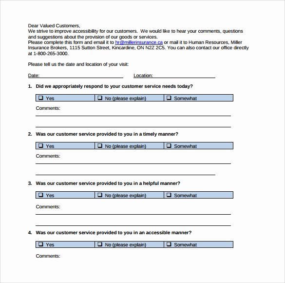 Customer Feedback form Template Elegant Sample Service Feedback form 11 Download Free Documents