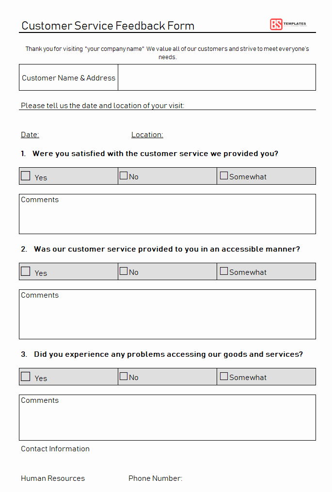 Customer Feedback form Template Lovely Customer Feedback form – Templates &amp; Samples Free