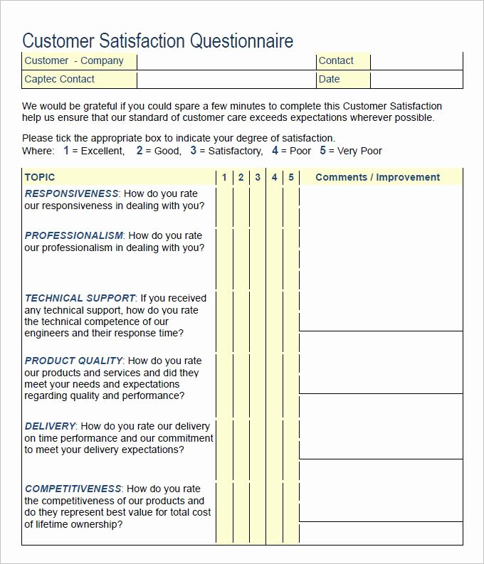 Customer Feedback form Template Lovely Customer Satisfaction Survey Template 10 Free Pdf Word