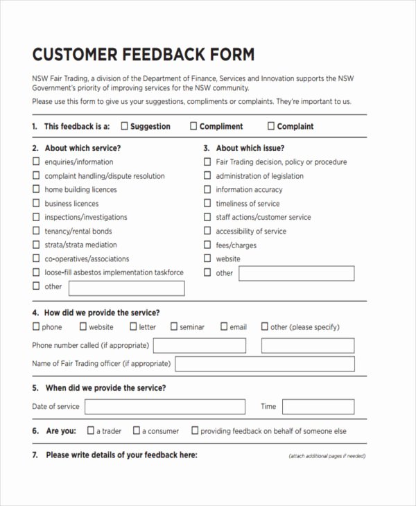 Customer Feedback form Template Luxury Free 19 Customer Feedback forms