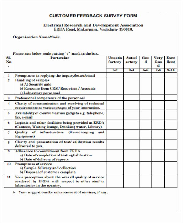 Customer Feedback form Template New 48 Examples Of Survey forms Word Pdf