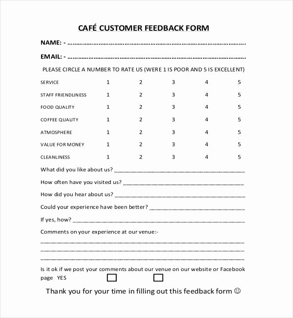 Customer Feedback form Template New Free 22 Sample Customer Feedback forms