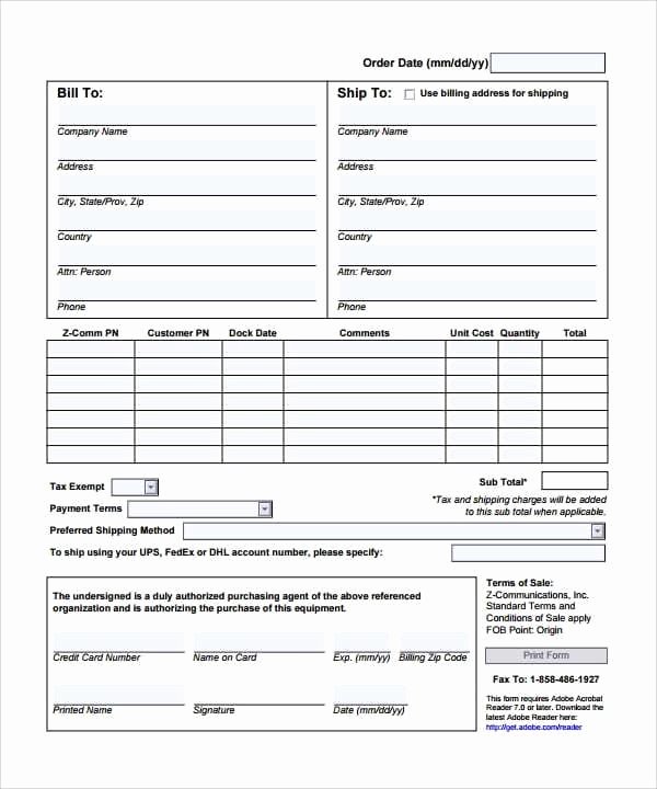 Customer order form Template Beautiful Sales order Template 4