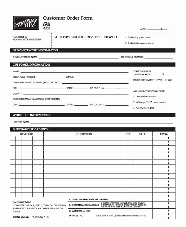 Customer order form Template Fresh Simple order form 9 Examples In Word Pdf