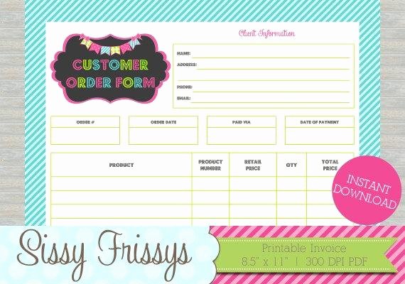 Customer order form Template Inspirational Instant Download Printable Business Customer Invoice