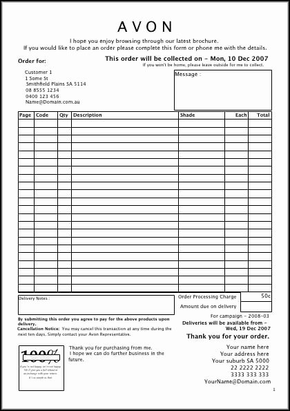 Customer order form Template Lovely Example Customer order