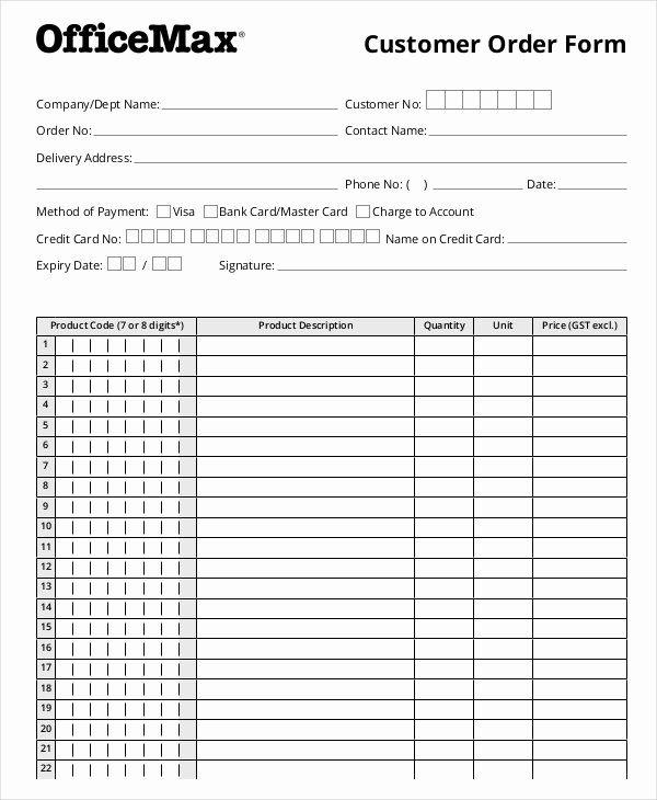 Customer order form Template Luxury 33 order form Templates