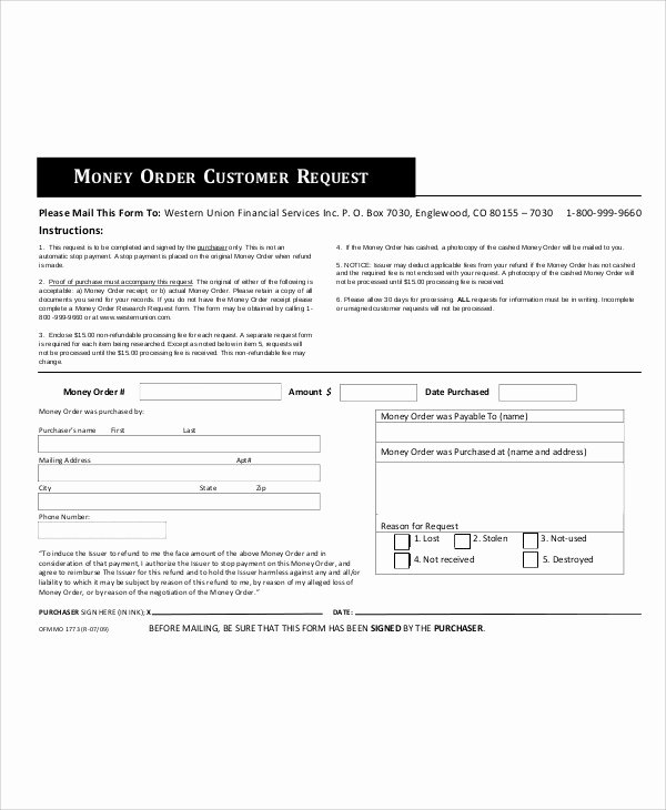 Customer order form Template New Sample Money order form 11 Examples In Word Pdf