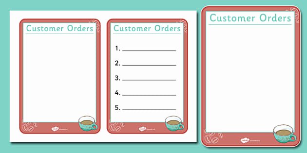 Customer order form Template Unique Cafe order forms Ks1 Teacher Made