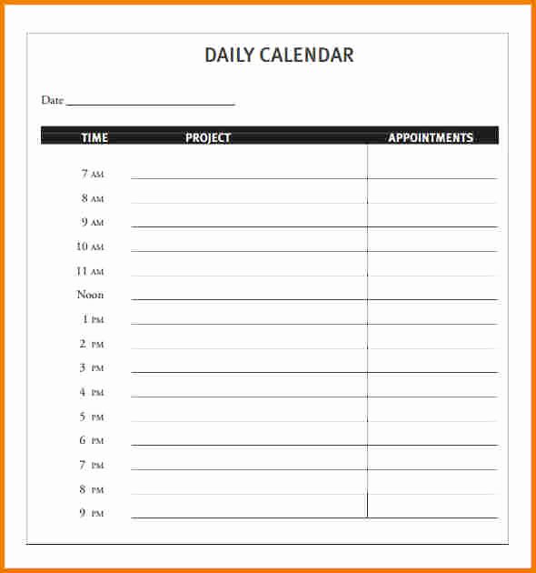 Daily Appointment Schedule Template Awesome Daily Appointment Calendar