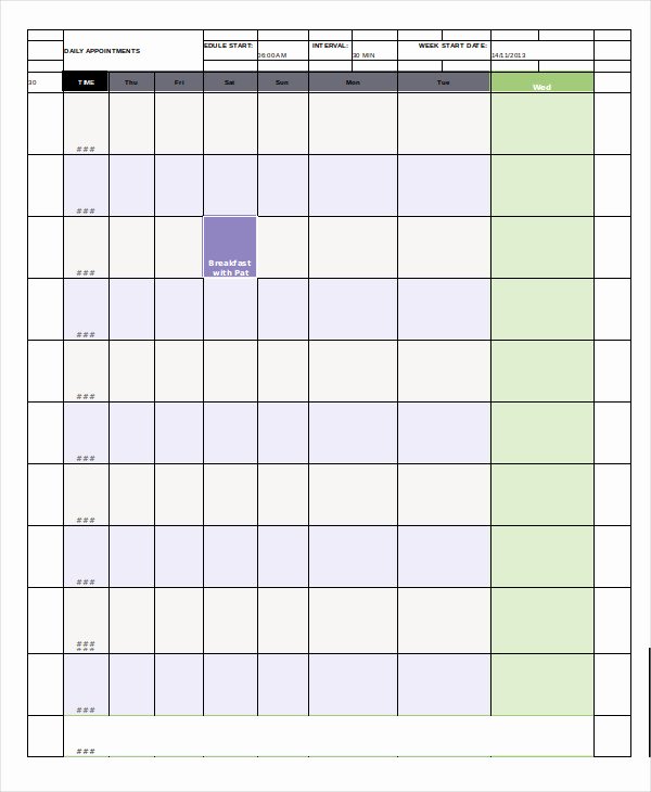 Daily Appointment Schedule Template Awesome Daily Calendar Free Pdf Word Documents Download
